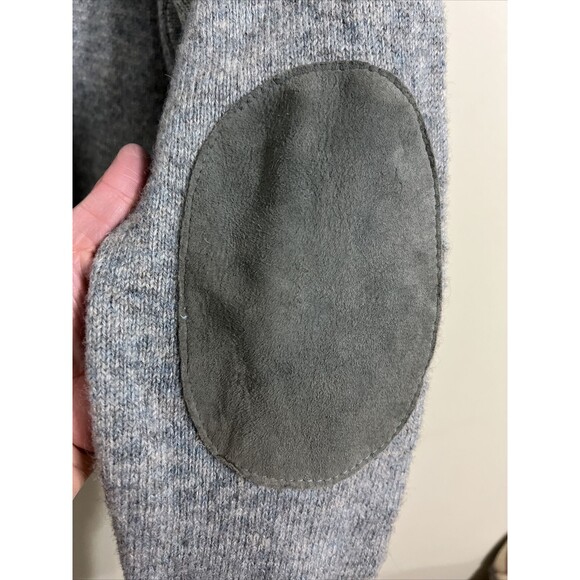 Vtg Glenhusky Of Scotland Mens Pure Wool Shetland Sweater XL Suede Patches - Picture 5 of 11